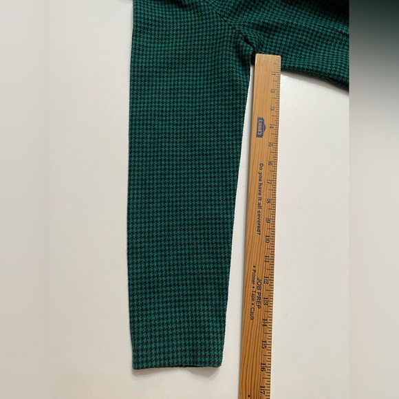Vintage Wool Dress Houndstooth Pattern Black Green Long Sleeve Tailored M - Picture 11 of 15